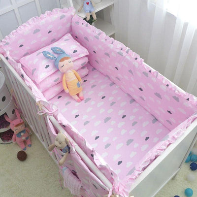 Baby 6pcs 100% Cotton Cartoon Crib Bedding Bumpers 5