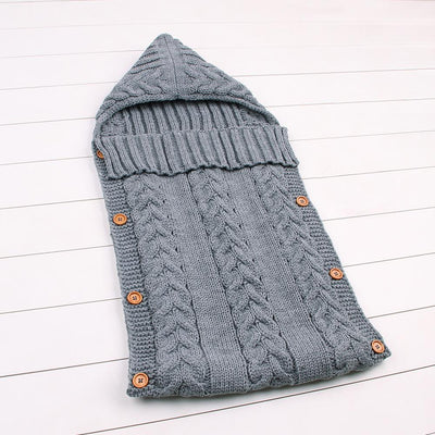 Newborn Baby Wrap Swaddle Blanket Knit Sleeping Bag Sleep Sack Stroller Wrap(0-6 Month) Grey