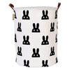 Waterproof Laundry Storage Basket for Bedroom Bathroom Kids Linen Cotton White and Rabbits