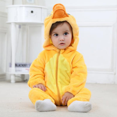 Newborn Infant Baby Boys & Girls Animal Style Hooded Romper Outfits Long Sleeve Velvet Jumpsuit 24M Yellow