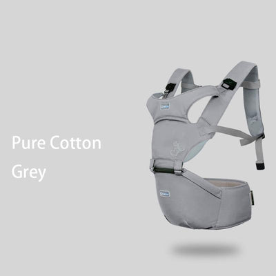 Ergonomic Baby Carrier with Hip Seat for All Seasons Grey