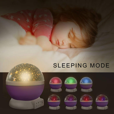 Starry Night Light Projector Rotating Moon And Star Lighting Mood Changing Lamp For Kids Blue