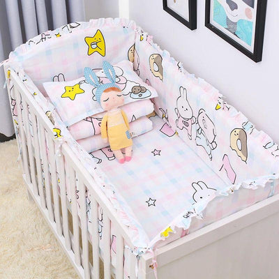 Baby 6pcs 100% Cotton Cartoon Crib Bedding Bumpers 6