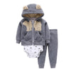 Newborn Baby Boys Cotton Hooded Cardigan + Trousers + Body 3 Pieces Set Clothing 24M 2