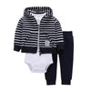 Newborn Baby Boys Cotton Hooded Cardigan + Trousers + Body 3 Pieces Set Clothing 24M 5