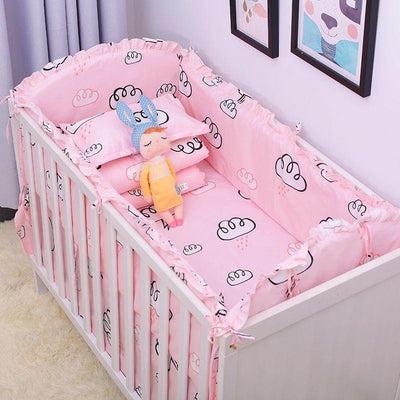 6pcs 100% Cotton Baby Cartoon Crib Bedding Bumpers 6