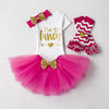"i'm So Fancy" Printed Outfits With Headband & Romper & Skirts For Baby Girls Rose