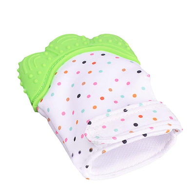 2 Pcs Baby Teething Mittens Self Soothing Pain Relief Mitt Stimulating Teether Toy Green