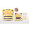 5-piece Eco-friendly Bamboo Dinnerware Set Feeding Set For Toddler Kids Boys And Girls Yellow