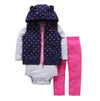 Newborn Baby Girls Cotton Hooded Cardigan + Trousers + Body 3 Pieces Set Clothing 24M 11
