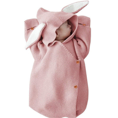 Newborn Baby Knit Sleeping Bags Bunny Easter Gift Toddler Wearable Swaddle Sleep Sack Pink