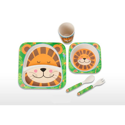 5-pieces Bamboo Dinnerware Set For Toddler Kids Orange
