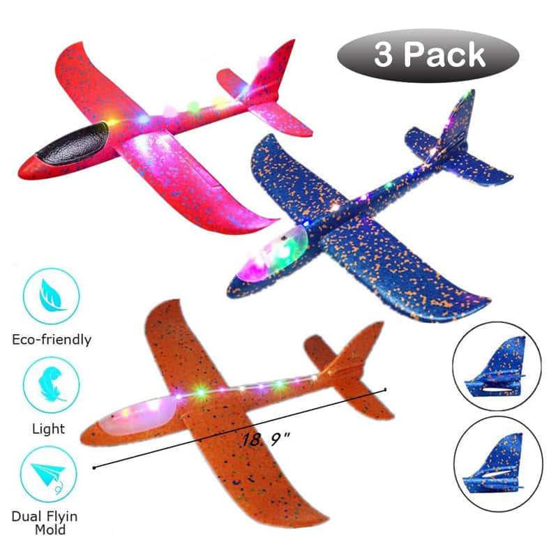 3_pack_large_foam_airplain_toys_led_light_up_throwing_plane_flight_mode