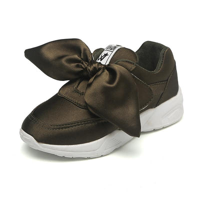 Silk Bow Butterfly Knot Casual Sneakers For Girls 36 Dark green