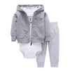Newborn Baby Boys Cotton Hooded Cardigan + Trousers + Body 3 Pieces Set Clothing 24M 9