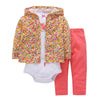 Newborn Baby Girls Cotton Hooded Cardigan + Trousers + Body 3 Pieces Set Clothing 24M 1