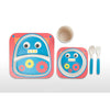 5-pieces Bamboo Dinnerware Set For Toddler Kids Blue