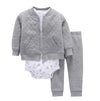 Newborn Baby Boys Cotton Hooded Cardigan + Trousers + Body 3 Pieces Set Clothing 24M 10