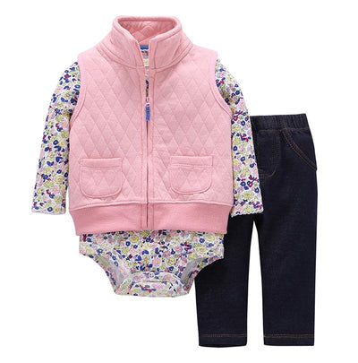 Newborn Baby Girls Cotton Hooded Cardigan + Trousers + Body 3 Pieces Set Clothing 24M 4