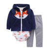 Newborn Baby Girls Cotton Hooded Cardigan + Trousers + Body 3 Pieces Set Clothing 24M 5