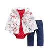 Newborn Baby Girls Cotton Hooded Cardigan + Trousers + Body 3 Pieces Set Clothing 24M 8