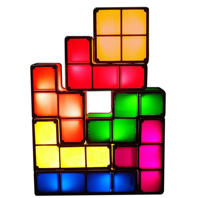 7 Pcs Tetris Stackable Night Light 3d Puzzles Toy 7 Colors Magic Blocks Induction Interlocking Led Novelty Desk Lamp