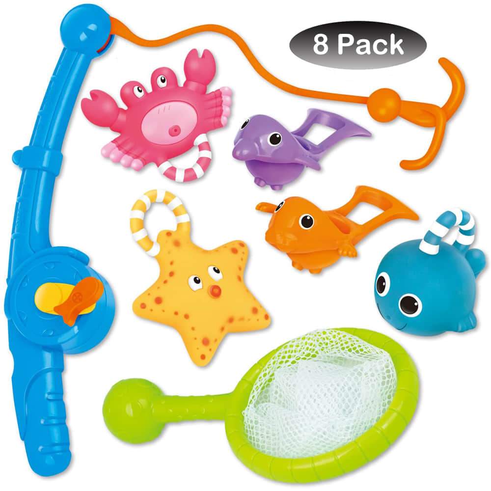 8 Pack Fishing Floating Squirts Bath Toy and Water Scoop with