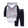 Newborn Baby Girls Cotton Hooded Cardigan + Trousers + Body 3 Pieces Set Clothing 24M 6