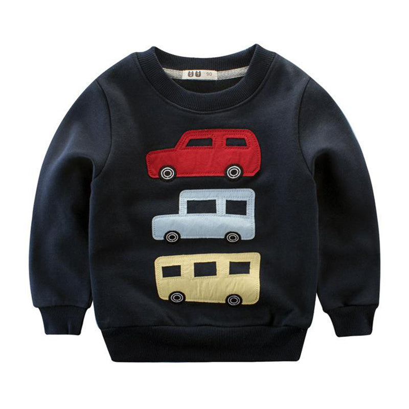 Cotton Cartoon Cars Printed Sweatshirt for Boys