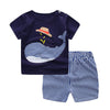 Boys Cotton Whale Pattern Clothing Sets 4 Navy