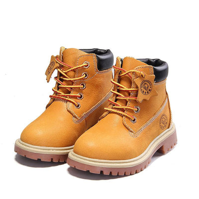 Classic Leather Martin Boots For Boys 36 Yellow