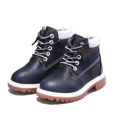 Classic Leather Martin Boots For Boys 36 Blue