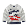 Boys Round Collar Dinosaur Printed Sweaters 6 Gray
