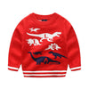 Boys Round Collar Dinosaur Printed Sweaters 6 Red