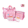 Multi-functional Fashion 4 Pcs Oxford Mummy Bag Waterproof Baby Diaper Nappy Bag Pink