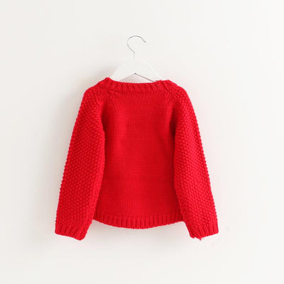 Girls Cotton Cloud Rain Solid Sweater 4 Red