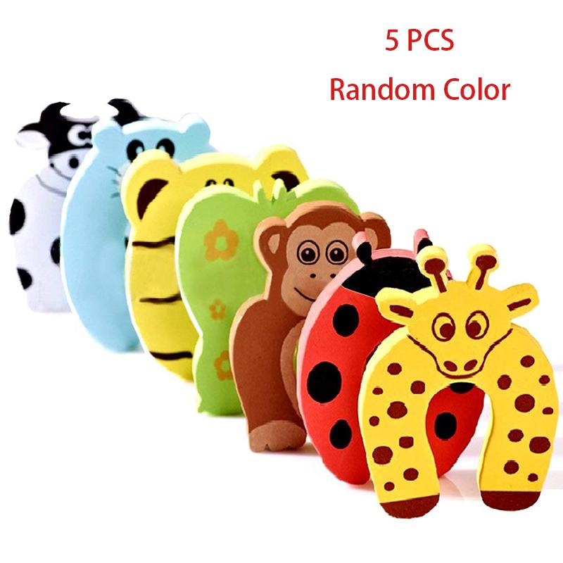 5pcs Children Safety No Finger Pinch Foam Door Stopper Colorful Cartoon Animal Cushion