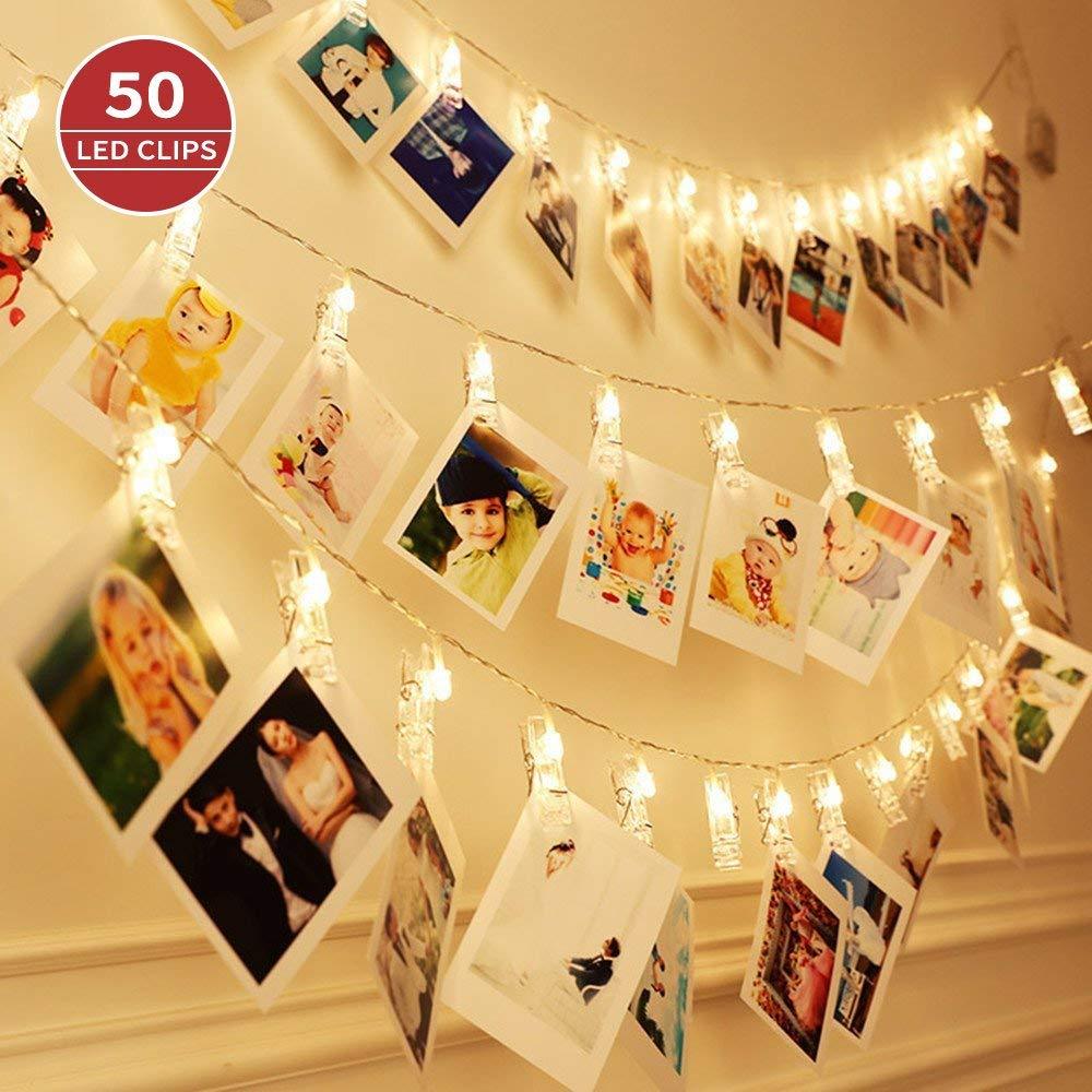 50 Photo Clips String Lights Indoor Fairy String Lights For Hanging Photos Pictures Cards And Memos Ideal Gift Photo Clip Holder For Kids