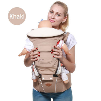 Baby Carrier Ergonomic Design Sling Hipseat 5 Carrying Positions Khaki