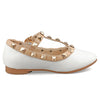 T-strap Candy Color Rivet Studded Ballet Flat Shoes For Toddler Girls 36 White