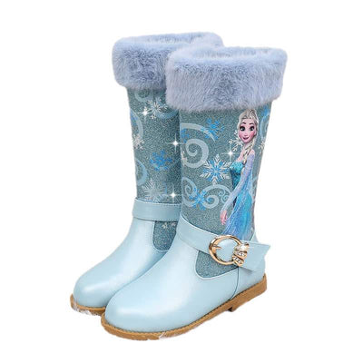 blue_frozen_elsa_fur_warm_boots_for_kids