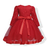 Lace Long Sleeve Christmas Dresses For Girls Red 8 Red
