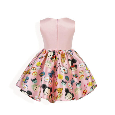 Fancy Dresses For Girls With Cartoon Characters Printed 8 Pink
