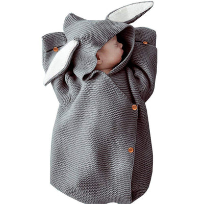 Newborn Baby Knit Sleeping Bags Bunny Easter Gift Toddler Wearable Swaddle Sleep Sack Grey