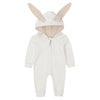 Baby Boys And Girls Rabbit 3d Ear Zipper Hooded Romper Jumpsuit Outfits For Winter 18M White