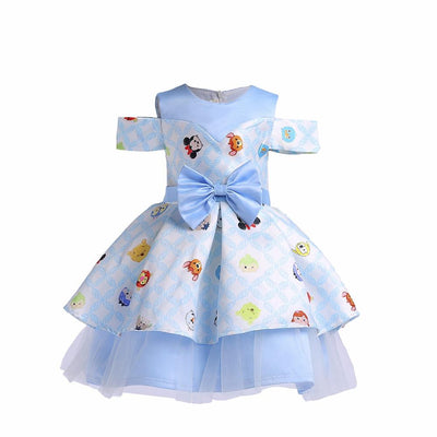 Easter Dresses For Girls With Bowknot And Cartoon Printed 7 Light blue