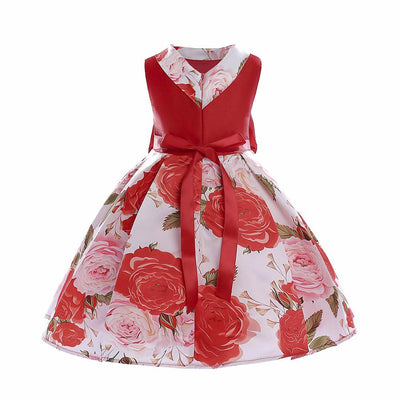 Sleeveless Girls Dresses With Big Bow-tie For Special Occasions 8 Red