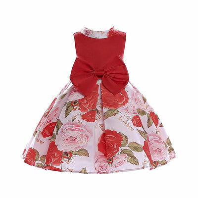 Sleeveless Girls Dresses With Big Bow-tie For Special Occasions 7 Red