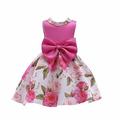 Sleeveless Girls Dresses With Big Bow-tie For Special Occasions 7 Rose red