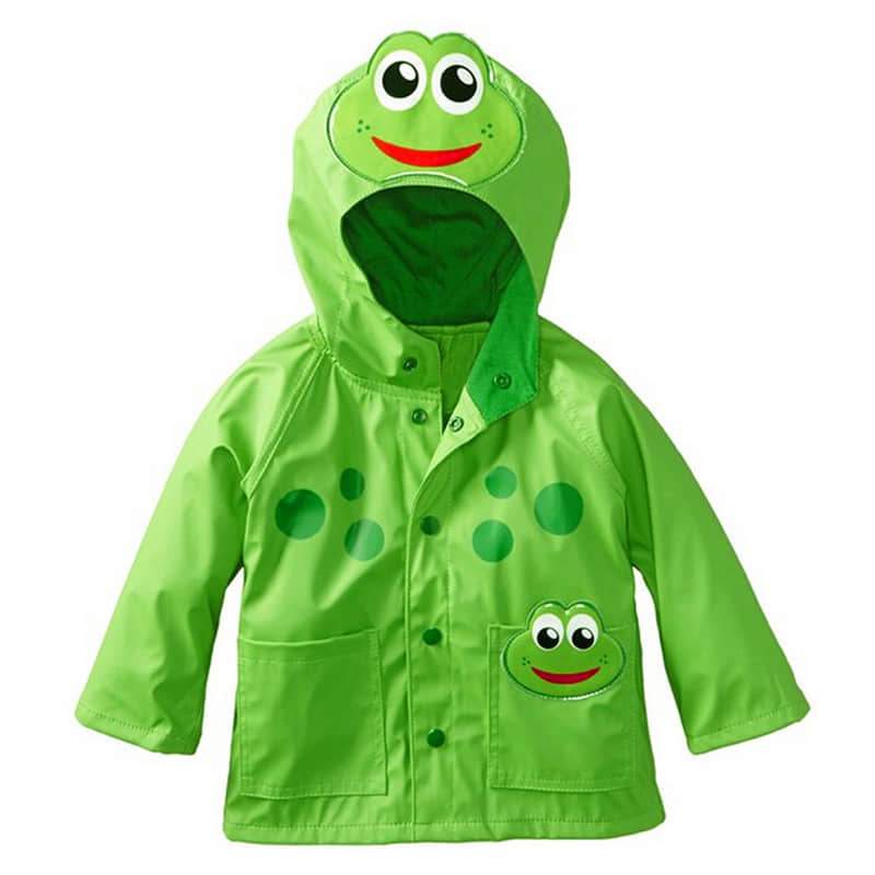 green_frog_pattern_kids_jacket_coat_with_hoodie